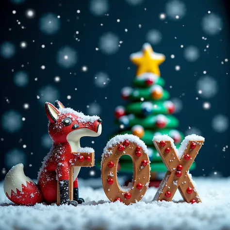 Lyrics written in Portuguese FOX AUCTION,  IN WHITE WITH SNOW ON THE LETTERS AND WITH BROWN AND RED CHRISTMAS DECORATION WRAPPED IN LETTERS WITH CHRISTMAS BACKGROUND WITH Caindoman and Batman snowflakes in LEGO art, night