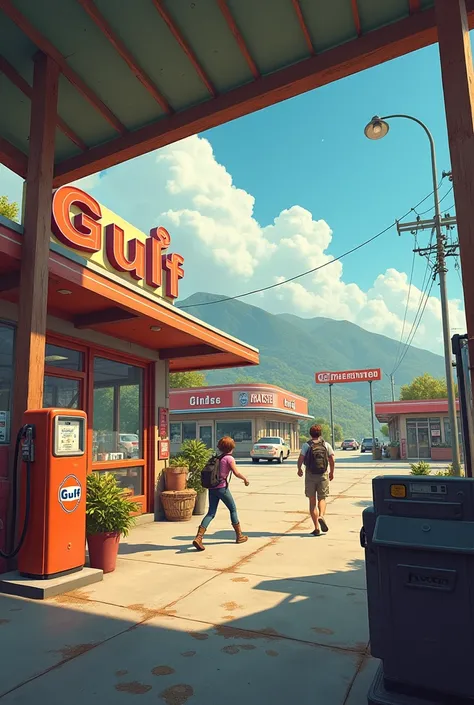  Add the word Treasure hunt from its title, and change the landscape for a Gulf station 