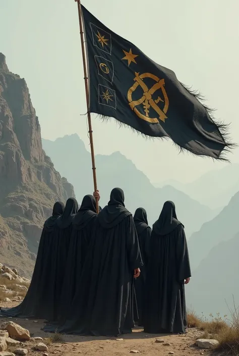 A picture of a religious group wearing a black war dress 