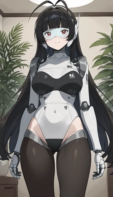 masterpiece, best quality, extremely detailed, (8K, 4K, Best Quality, hight resolution, 超A high resolution:1.1), ,8k portrait, Japaese android Girl,Plump , dark black leg cover,announcer,control panels,android,Droid,Mechanical Hand, Robot arms and legs, Bl...