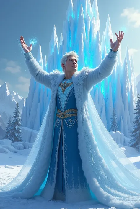 The male version of Elsa, wearing royal clothes in the scene where he erects the ice castle and lets his ice power manifest 