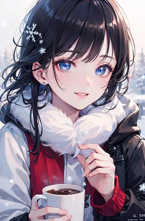 A girl in a winter wonderland, wearing a pink puffy winter jacket, catching snowflakes and smiling, highly detailed, intricate details, (best quality,4k,8k,highres,masterpiece:1.2),ultra-detailed,(realistic,photorealistic,photo-realistic:1.37),HDR,UHD,stud...