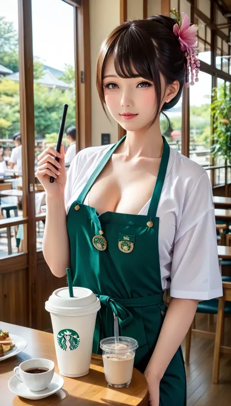   The moment a beautiful elementary school girl rubs her breasts and pours breast milk into cafe au lait、Breast Infusion 、milking、part-time job、Cafe staff、Inside the cafe、 Starbucks in l、(( beautiful Japanese girl, Beautiful Japanese Elementary School Girl...