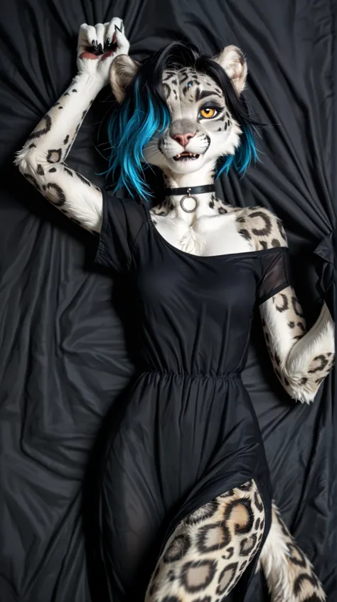 (zPDXL2), (PonyXLV6_Scores), rating_safety, Expressiveh, full body shot, BREAK
lhata4564, d3t41l3d, 
solo, (((furry, anthro))), full body, female , Snezhana,  Slavic girl, (snow leopard girl, furry snout), ((laying on back, laying on the bed, from above)),...