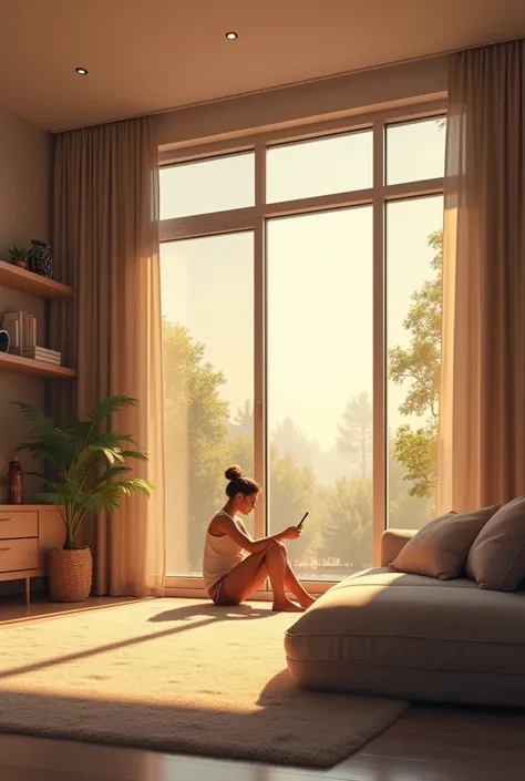  SCENE 1 : (interior of a modern house,  warm light and cozy atmosphere )