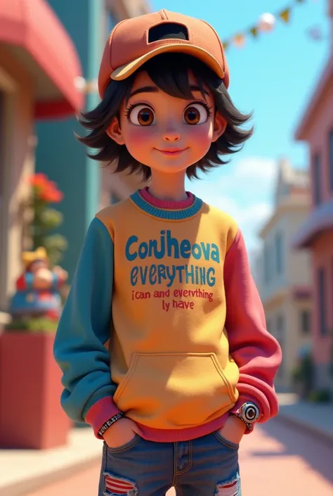 A young animation 
with Amiri cap,  cap and a sweater that says a message : CONJHEOVA EVERYTHING I CAN AND EVERYTHING I HAVE and on the cover it says Manuel Rkl 