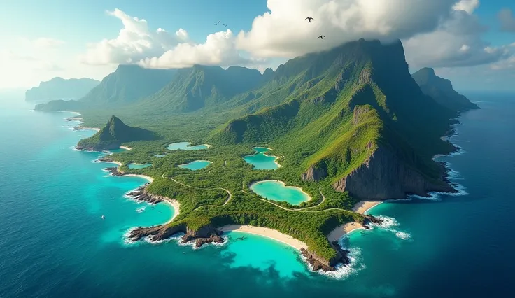 Daytime photo taken from the top of an entire island