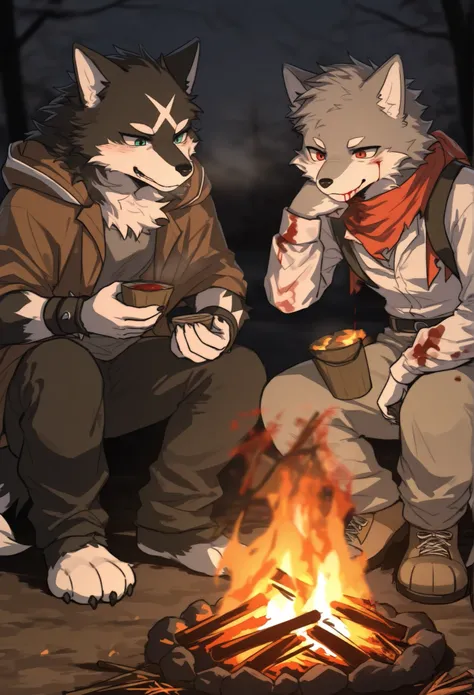 Wolf Boy，furry boy，Wolf King，bonfire，Blood