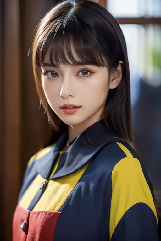 8k,  top quality , 1peopleの女の子, ( SKIN DIMENTATION),   knight , ( dark),  clear the background indoors, (people々), Beautiful Bangs, nice,, (Clothing and uniforms:1.3), soft lighting ,  charming,  dark Room, (Shut up:1.2,  beautiful eyes,  detail eyes,  det...