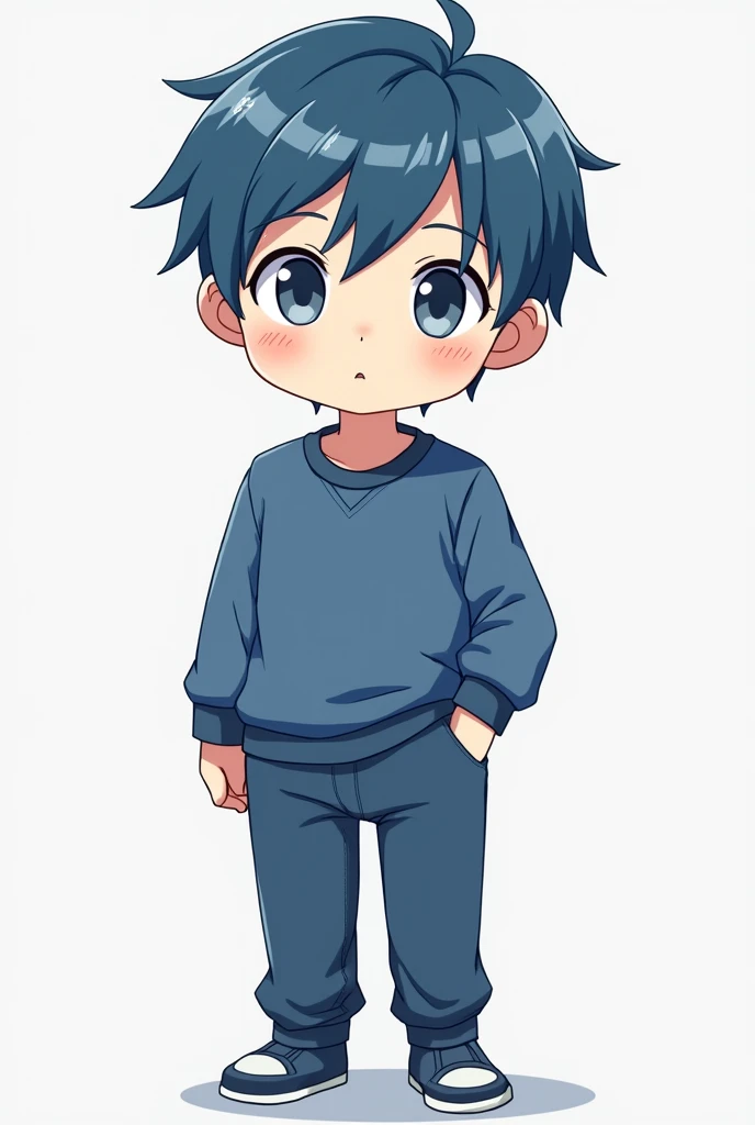 Change my Minecraft skin into anime boy 
blue clothes and grey eye