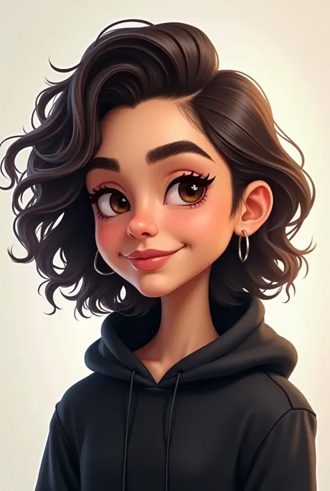 Lets see, I want you to generate a profile photo with a caricature style, such as the YouTube Aquino profile photo or YouTube soaring, that is similar to that style, also that the character wears black clothes, has wavy hair, although not much, and a light...