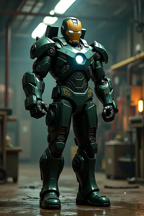 The first Ironman suit ever made heavy metal cheap black and green lighting 