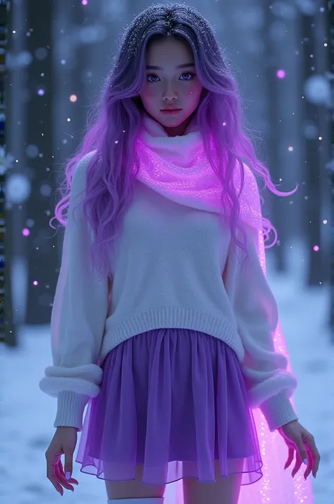 [id422363793|Екатерина], конечно!) Вот 1:

young women, perfect face, (adult), sexy, purple eyes, multicolored hair, colored inner hair, white hair, purple glowing hair, purple glowing scarf, 
white sweater, long sweater, long sleeves, purple nails, purple...