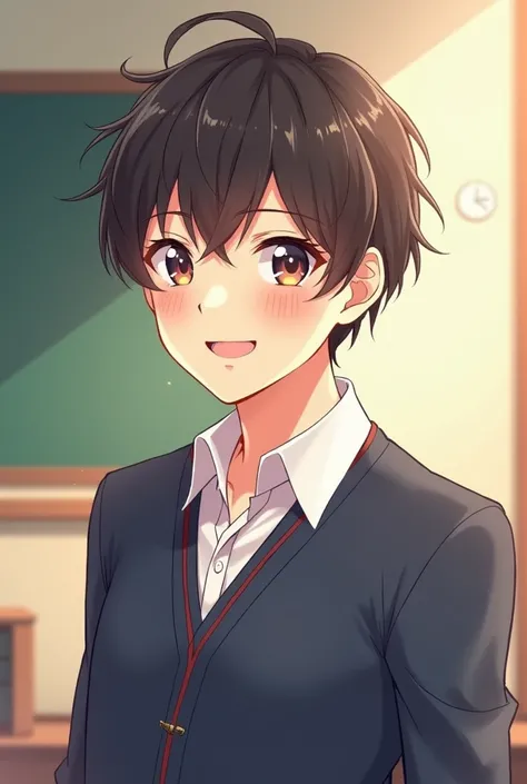 Cute man in school uniform anime