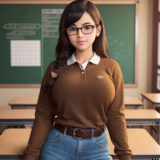 Vintage film style, a wide upper body petite cute shy innocent slightly chubby upper body macromastia size breasts Mexican raven nyuugao nerdy emo teen, short volumetric brown hair, beautiful detailed brown eyes, cutely detailed lips, super cute highly det...