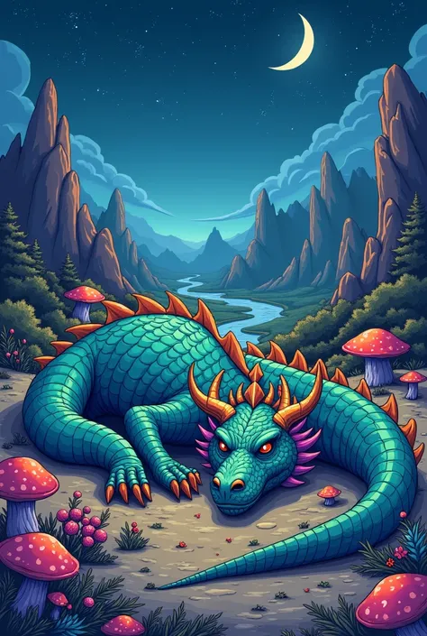 A cartoon poster of a dead dragon