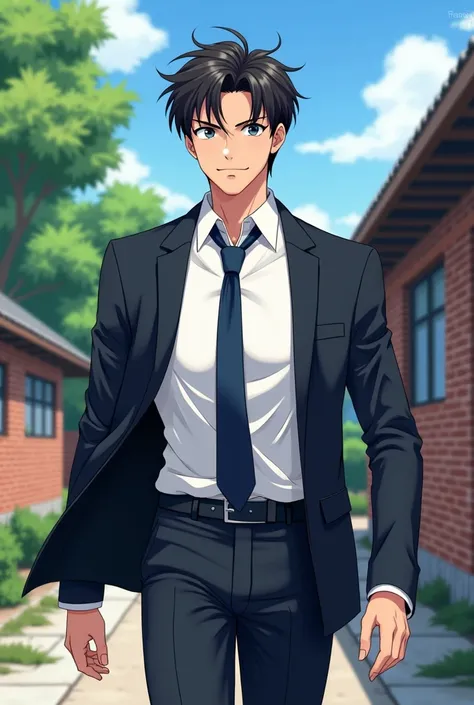 Anime pictures of handsome man in school uniform