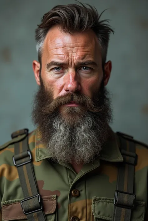 An American soldier with an unarmed beard 