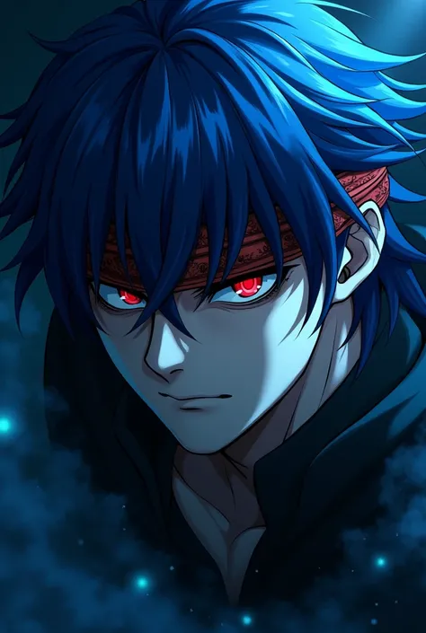 a close up of a person with blue hair, hijikata toushirou, darkness background, inverted colors, beautiful avatar pictures, 2 0 1 9 anime, spirit warrior, blindfold, (art station), albert wesker, beautiful image ever created, immortal neuron, beautiful lit...