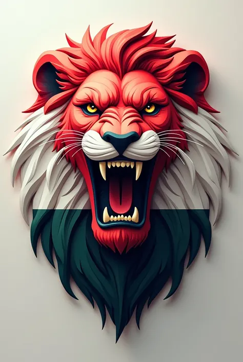 iraq flag lion shape 2d to stick on wall the color of lion from iraq flag and the lion mouth open like angry