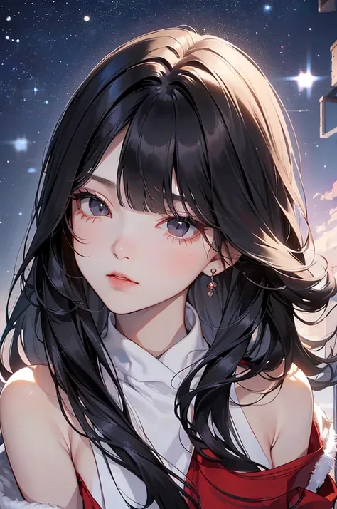 whole body、best quality,  highres icon, slender、Black Eyes、 Tall、 black hair、( long hair:1.3),( straight hair:1.7)、(Swept-away bangs:1.3)、(7-head ratio:1.3)、Thick lower eyelashes、 hotel 、 facing the front、(smooth straight hair:1.4), (silky and graceful hai...