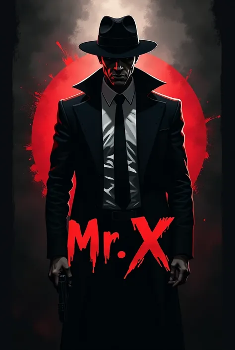 Create a logo for my youtube channel name Mr.X with a spy carrecter with some horror 
feelings