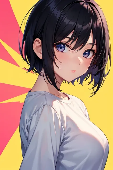 Cool and cool,  super high definition , 8k,  black hair,  Shorthair,  anime,  cute,  upper body, 