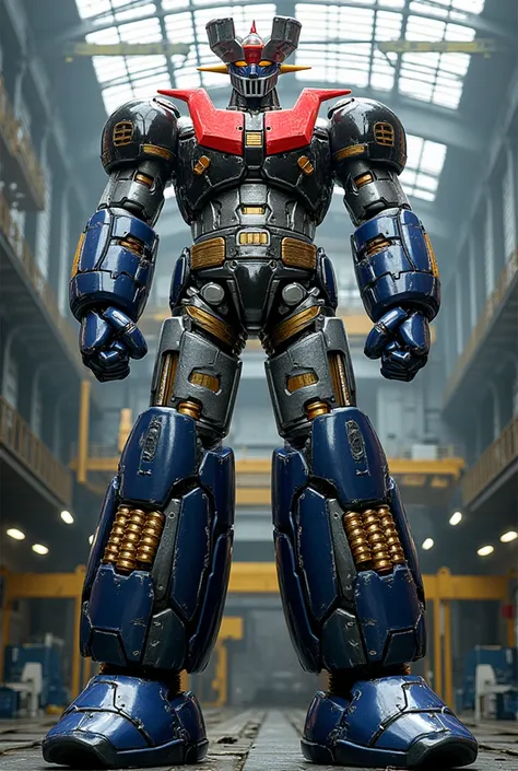    A very realistic version of the Mazinger Z  ,   standing forwards at a height of 48 meters  .   Constructed of modern materials such as steel  ,   Carbon Fiber  ,   Other industrial elements are also visible  ,   just like the real thing  ,  Beautiful a...