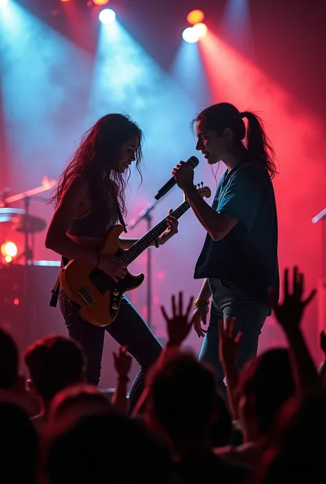 Me as a singer meeting my guitarist for the first time at a rock concert