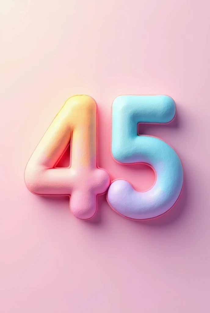 The number 45 with bright and cheerful colors and a pastel 