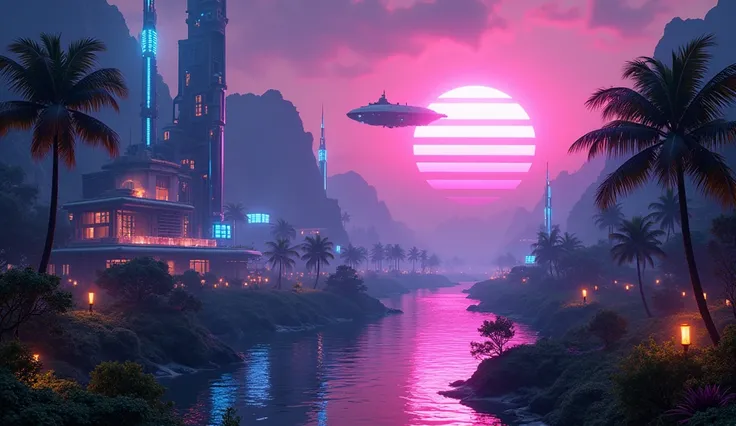 Visuals: peaceful exchange between colonizers and intellectual extraterrestrial life.
extraterrestrial technology integration




Visual Materials: Giant machines change landscapes, create rivers and forests.
Celebrating early success

"A neon-lit alien ci...