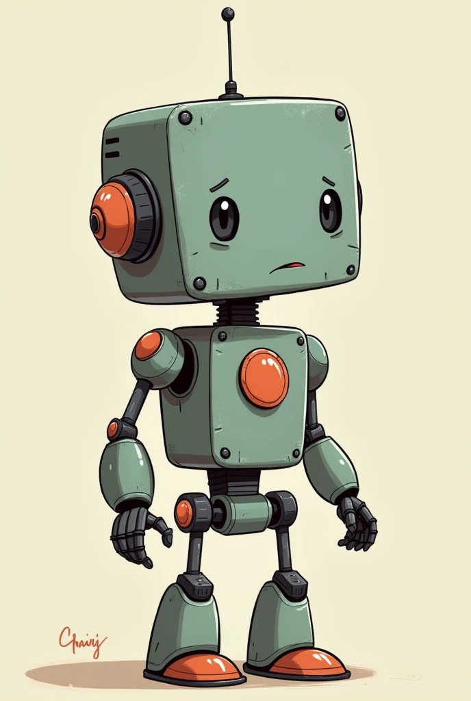 Crete me a mature cartoon robot 2d character gif 