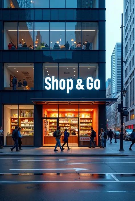 A photo with the words “shop & go “