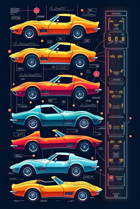 Deep learning model flowchart in colour of Corvette 2 door models from 1960 thru 1970