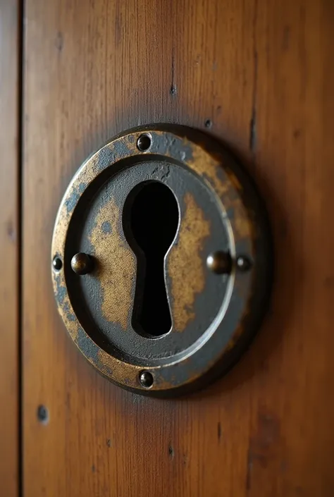 An uploaded photo of an old simple keyhole,Showa building office door