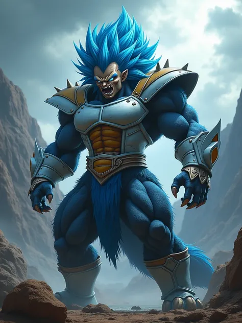 《Dragon Ball Super》The blue Vigita in Saiyan and Werewolf fusion 