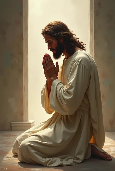 Jesus kneeling praying