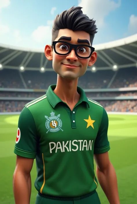 A Pakistani cricketer with the name of "Saad" with number 19 with glasses 