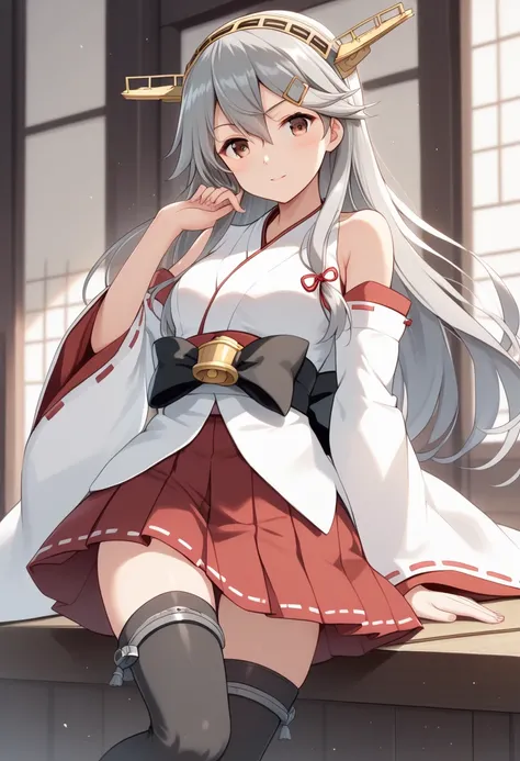 good quality,newest,huge filesize, masterpiece, best quality,ultra quality ,amazing quality,very aesthetic,absurdres, , 8k professional epic, ultra detailed, high resolution, 32k, break perfect hands, break perfect legs, harunakncKC,haruna (kancolle),gray ...