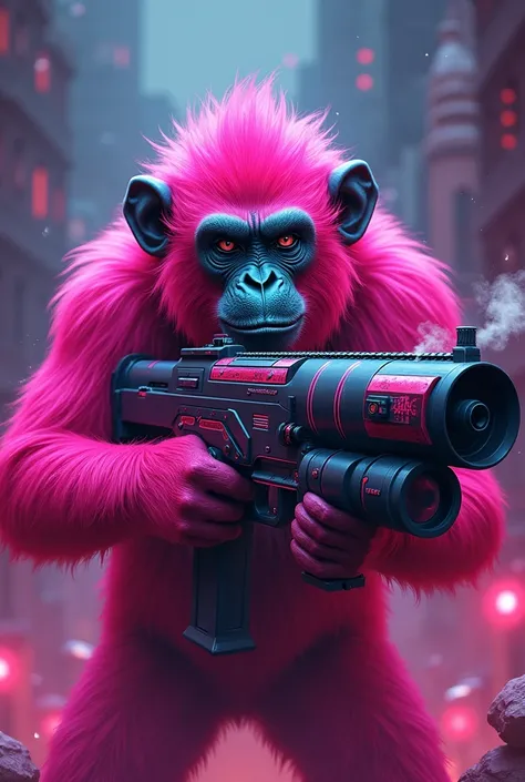 Pink monkey with minigun 