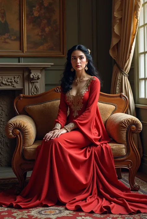 Draw me an ottoman harem in the 1940s, the palace where the harem was located was made in the European style, and the women in this harem were the most beautiful women of the Ottoman sultan, let Haseki Sultan sit on the big flea couch at the back of the ha...