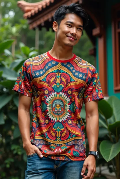 T-shirt with design elements of Indonesian culture 