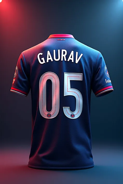 Only PSG Jersey wallpaper for laptop number 05 and name GAURAV on it 