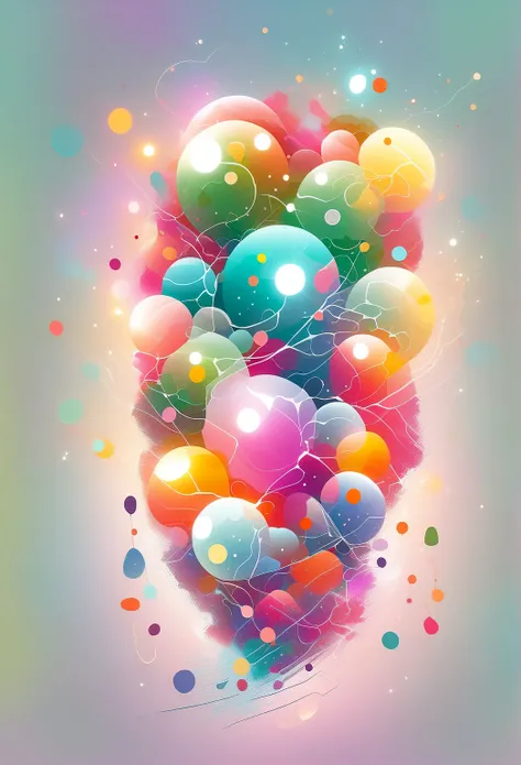 новогодняя гирлянда very small garland with light bulbs, 
 graphic design ,  background abstraction, flat tones , Geometric shapes, grunge