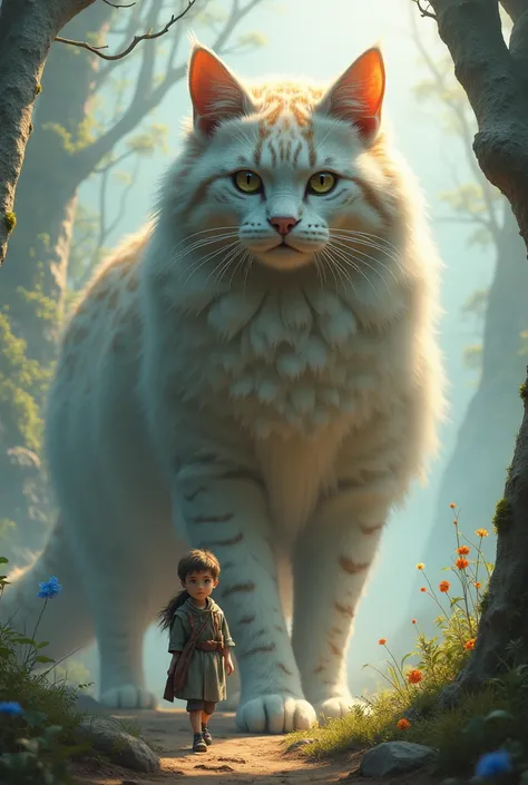 Walk with a giant cat 