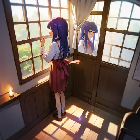  furude rika socks windows curtains light candle mirror window