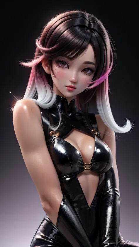 masterpiece, best quality,  1girl,  gradient hair, very detailed skin, detailed skin pores, raytracing,  dark background,  low lighting,  