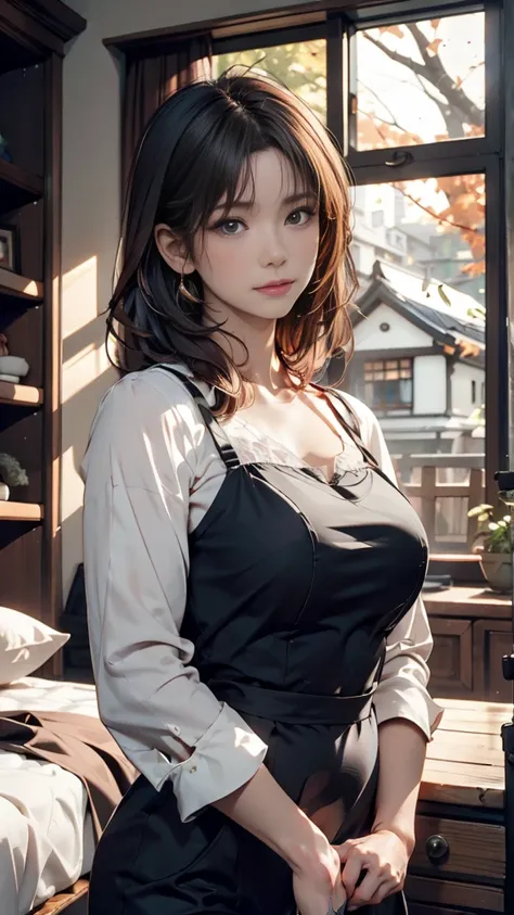 Mature woman, Masami Asakuras stepmother, Misako Asakura, gentle but slightly melancholic, kind-hearted, family setting, medium-length hair, dark brown or black hair, casual home attire, graceful and mature aura, middle-aged female character, warm expressi...