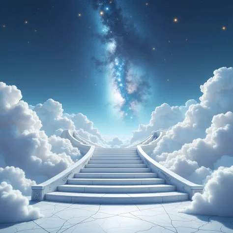 A cloud floor , In the center a marble staircase ,  which climb very abruptly and draw a curve towards the infinite universe 