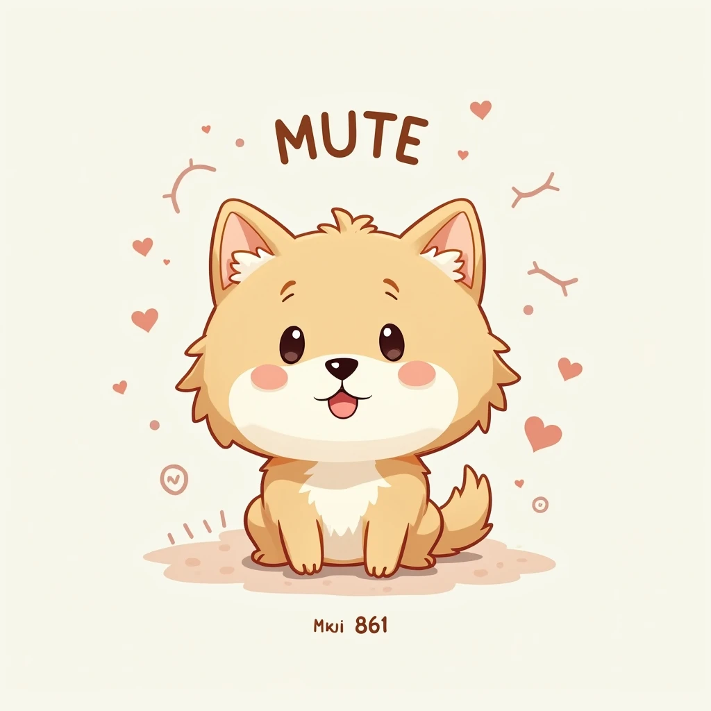 Make cool, cool, cute, graphic dog pictures. The pictures are light in color. Put the big word “mute 861” in the picture.